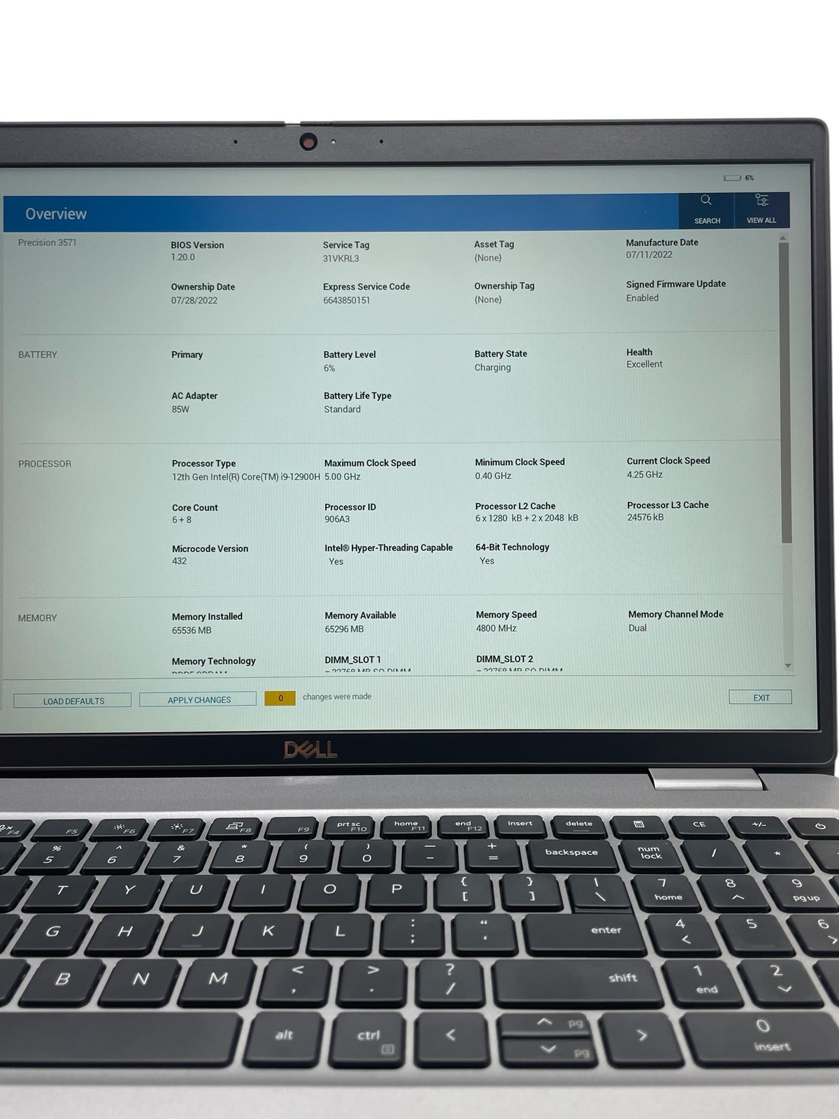 Dell Precision 3571 15″ – i9 2.5GHz – 64GB RAM – 512GB SSD – Grade D