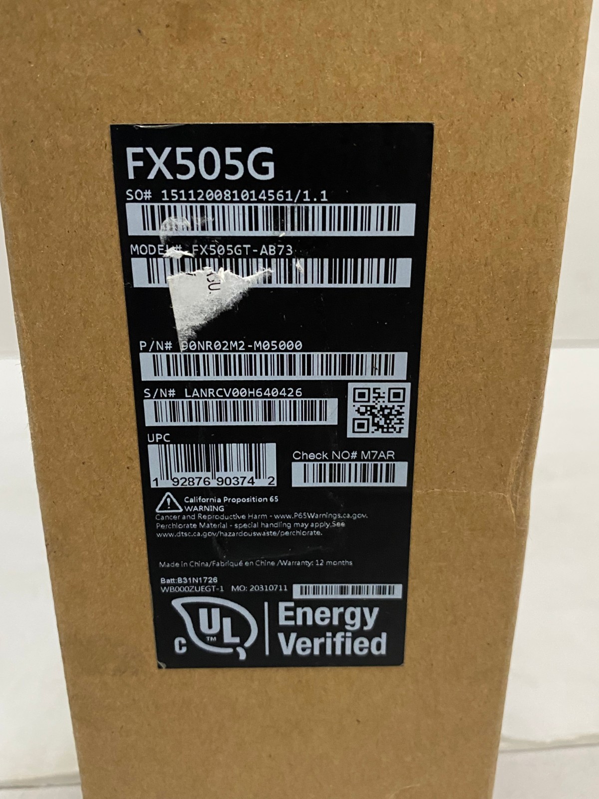ASUS 15.6″ TUF Gaming Laptop – READ DESC – FX505GT-AB73 Intel i7 8GB 512GB SSD