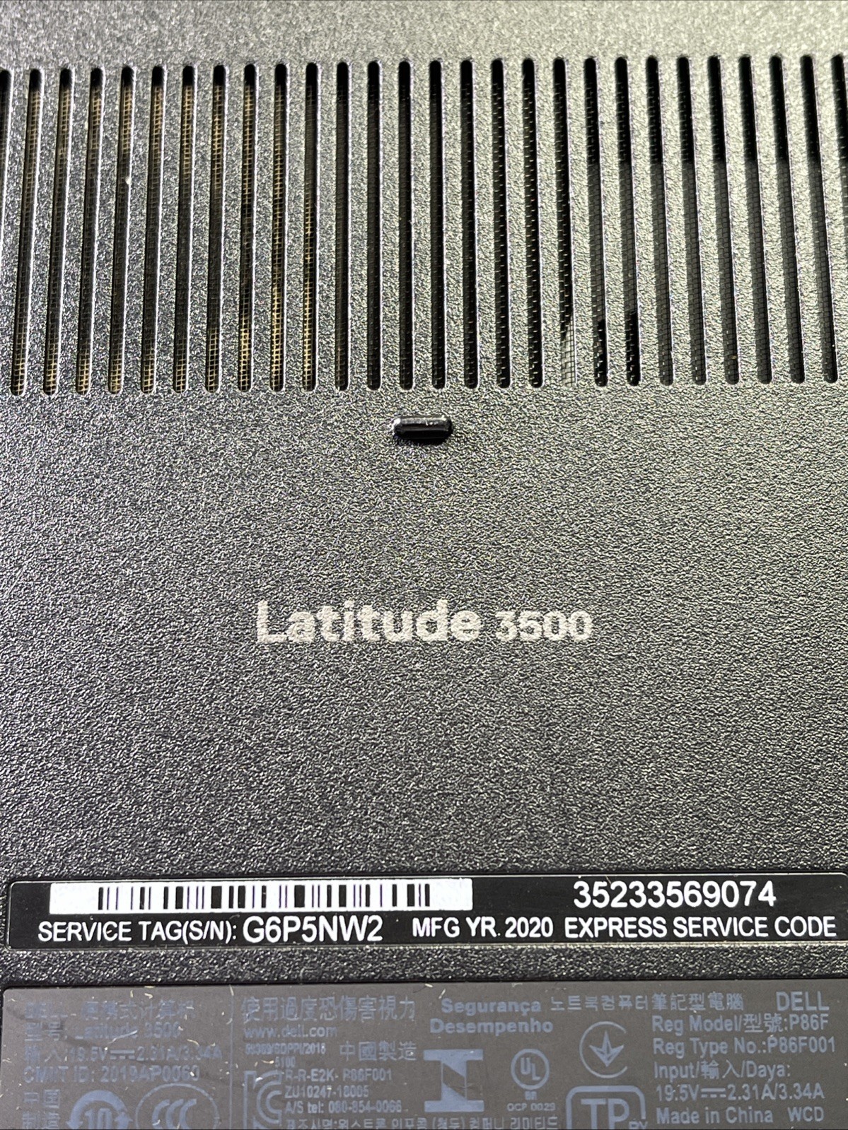 Dell Latitude 3500 Tested LCD Screen W/Chassis & Battery-No Motherboard