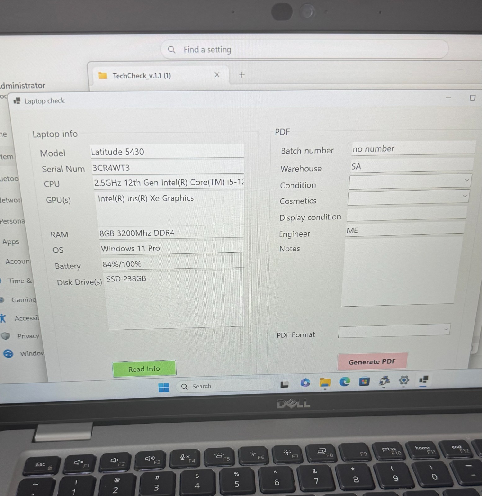 Laptop Dell Latitude 5430 14″ FHD i5-1235U 8GB RAM 256GB SSD Win 11 Pro Fair