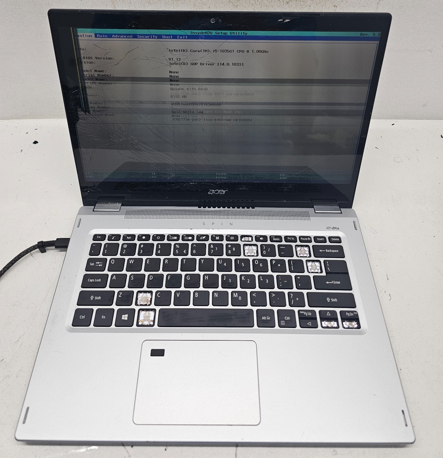 Acer Spin 3 SP314-54N-58Q7 14″ Laptop Intel Core i5-1035G1 8GB Ram NO HD/OS (FL)