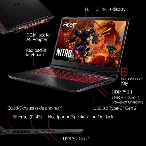 Acer Nitro 5 AN515-57 15.6″ (256GB SSD, Intel Core i5 11th Gen., 2.70 GHz, 8GB,