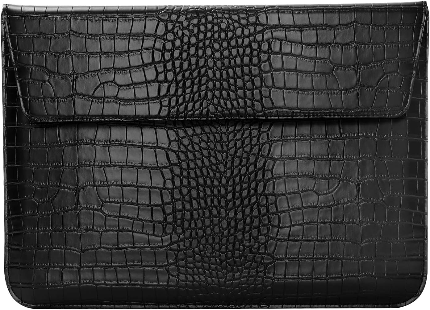 Sleeve for 13 inch Laptop, Crocodile Grain PU Leather Flap Case Bag, Black