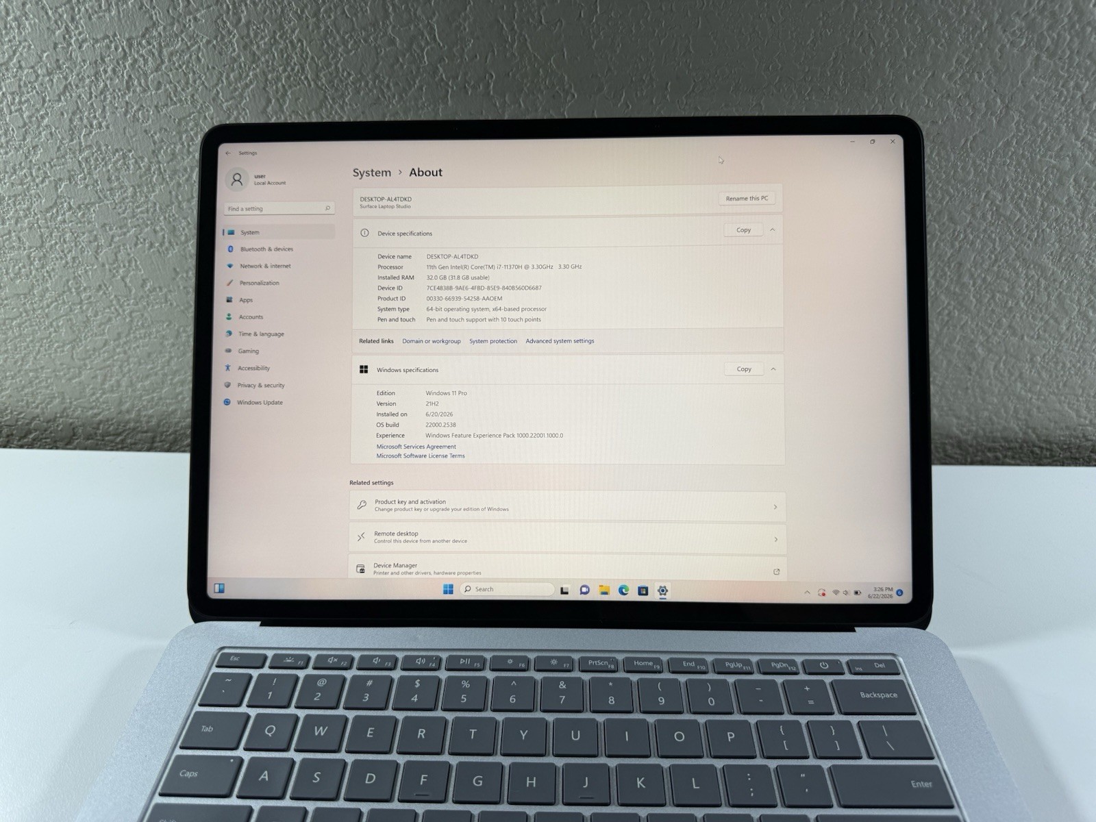 Microsoft Surface Laptop Studio 14 2K TOUCH 3.3GHz i7-11370H 32GB 1TB RTX A2000