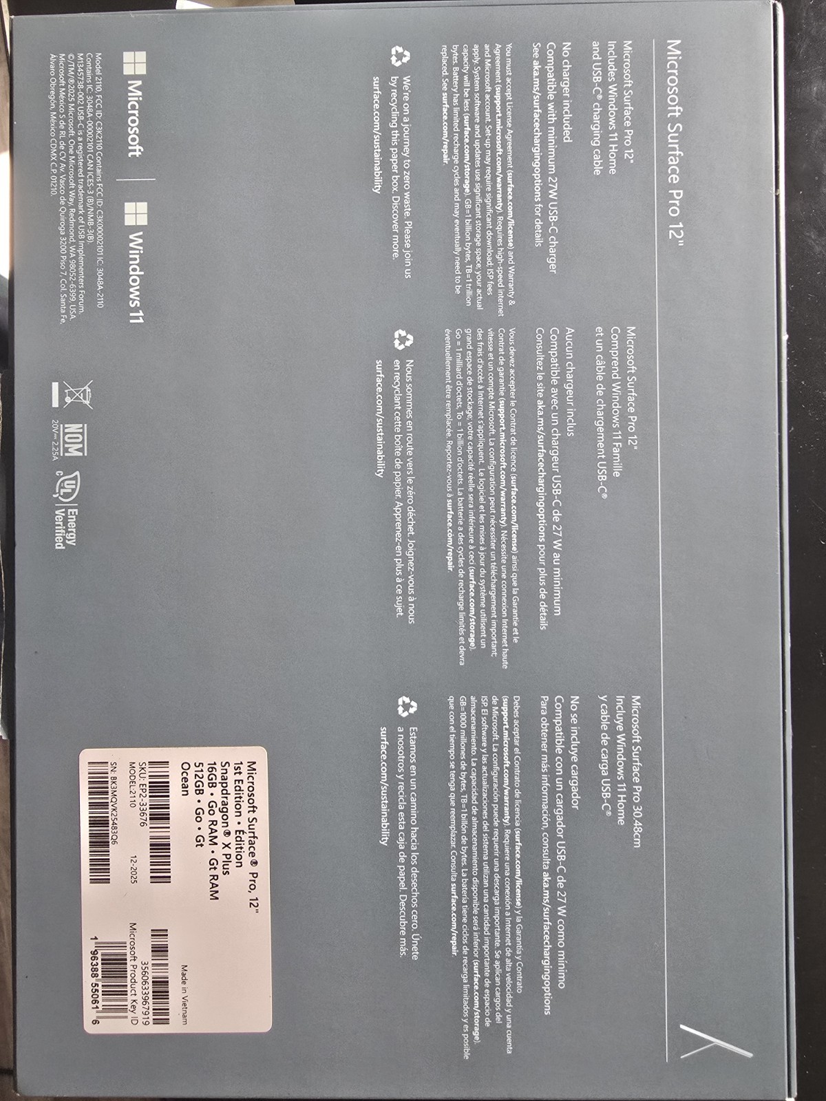 Microsoft Surface Pro 12” Snapdragon X Plus 16GB RAM 512GB SSD Violet Touch