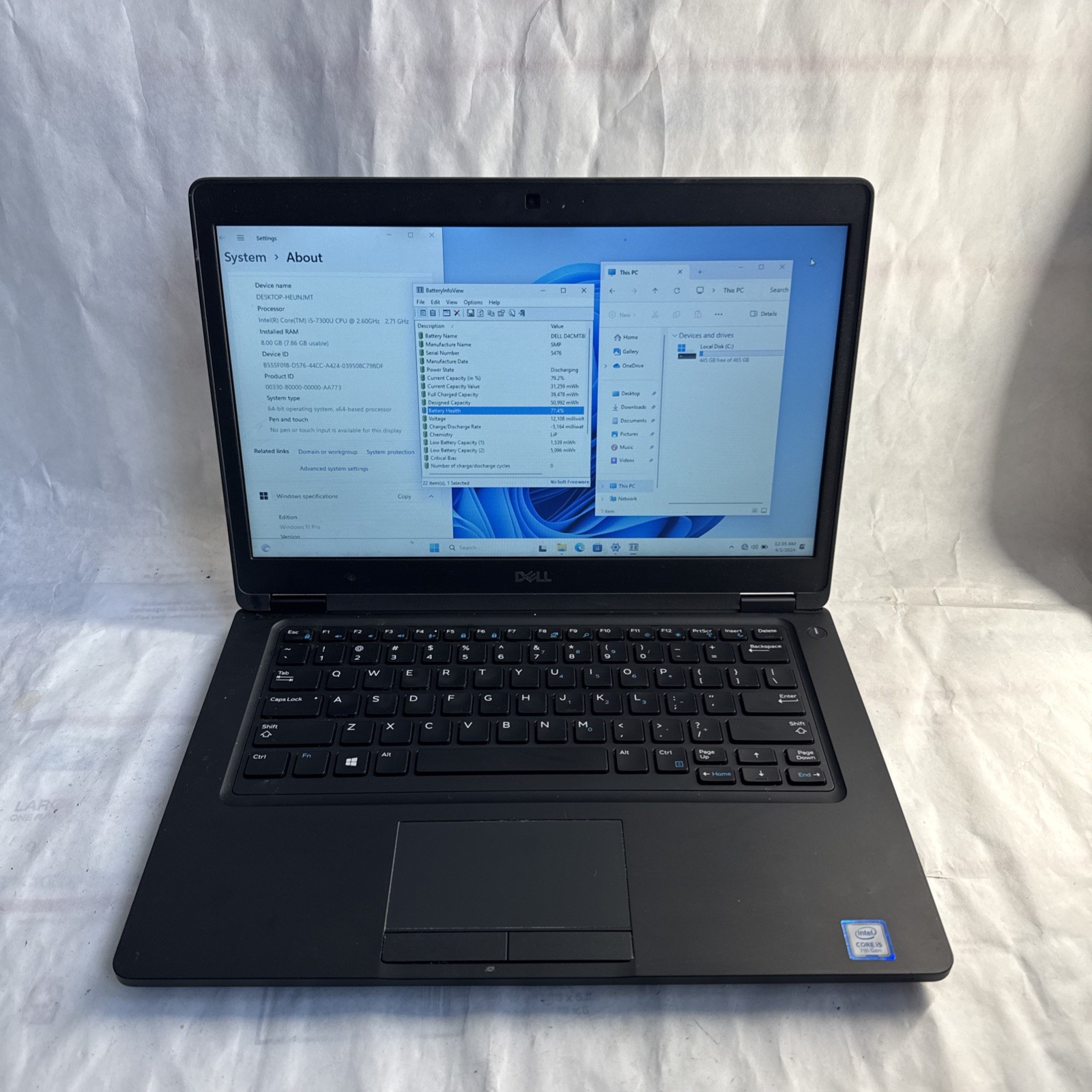 Dell Latitude 5490 14″ Laptop Core i5-7300U @2.60GHz 8GB RAM 512GB HDD W11P