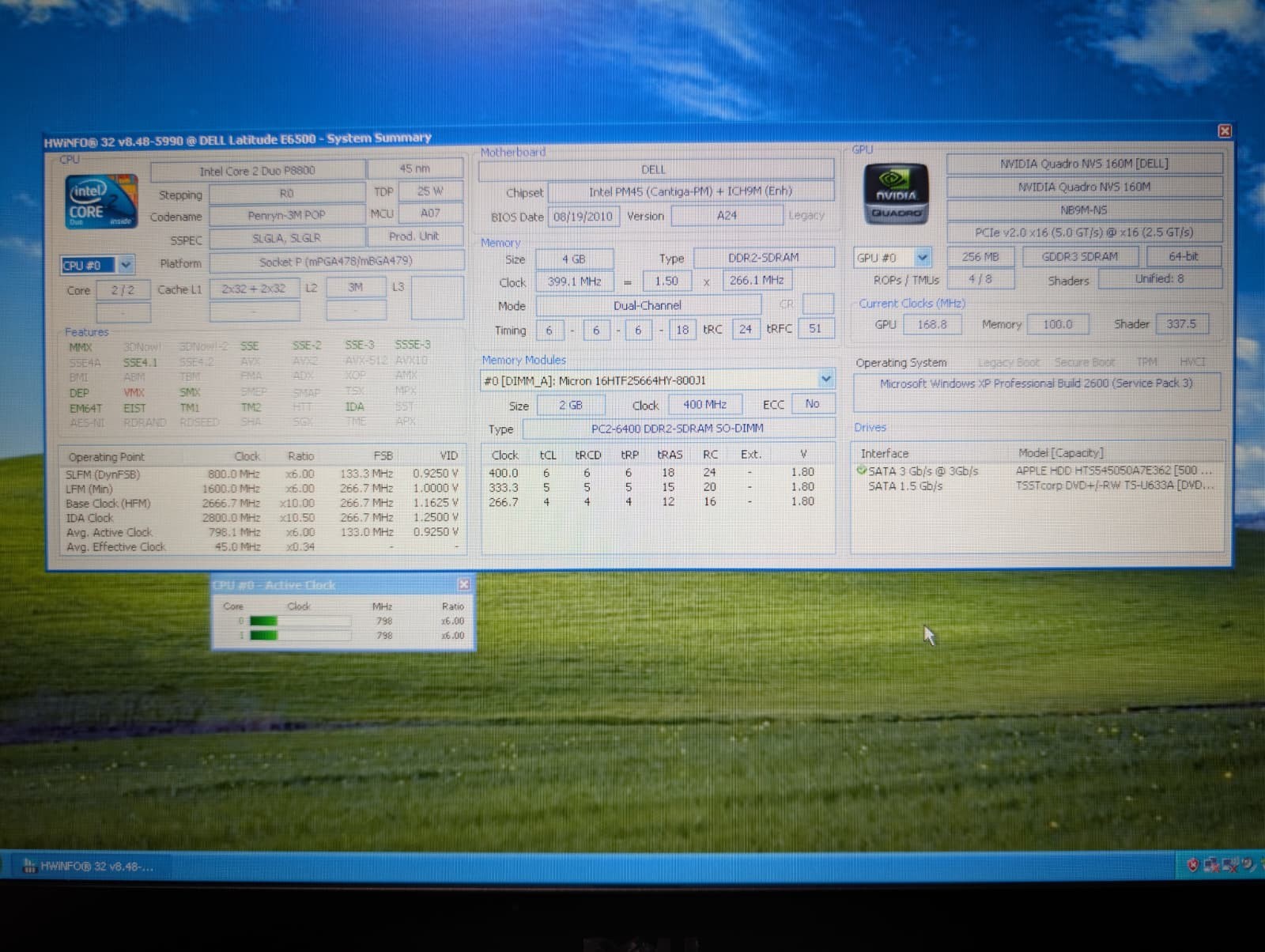 15″ Dell Latitude E6500 | C2D P8800 4GB RAM 500GB HD | NVIDIA Win XP Pro 32-Bit