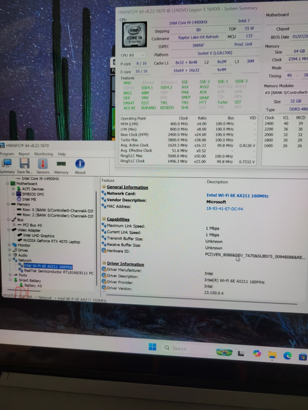 MOTHERBOARD Only: Legion 5 16IRX9 i9-14900HX RTX4070 Gaming Laptop Parts Out