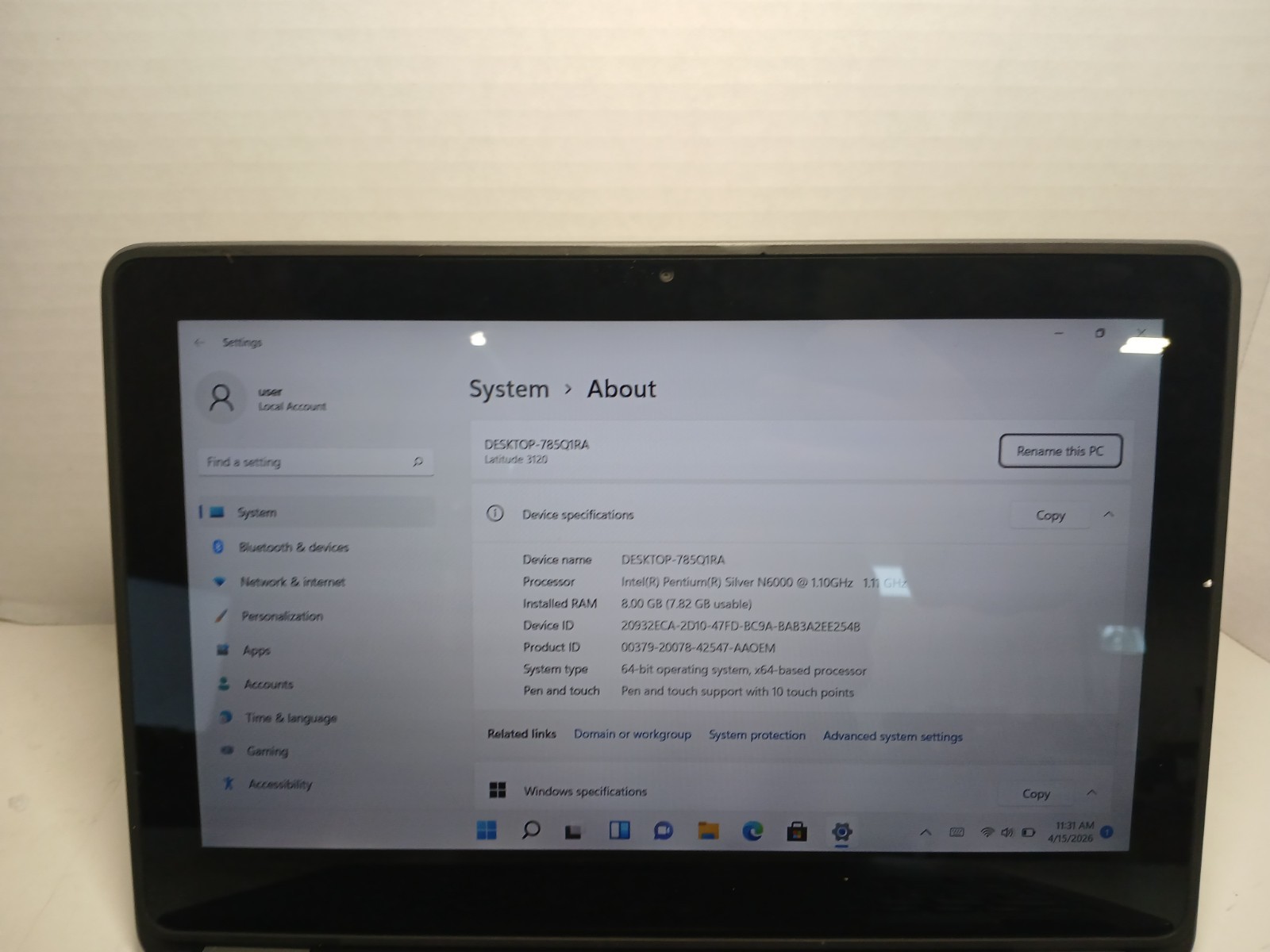 Dell Latitude 3120 2-in-1 Laptop 11.6″ Pentium N6000 8GB RAM 128GB SSD #97