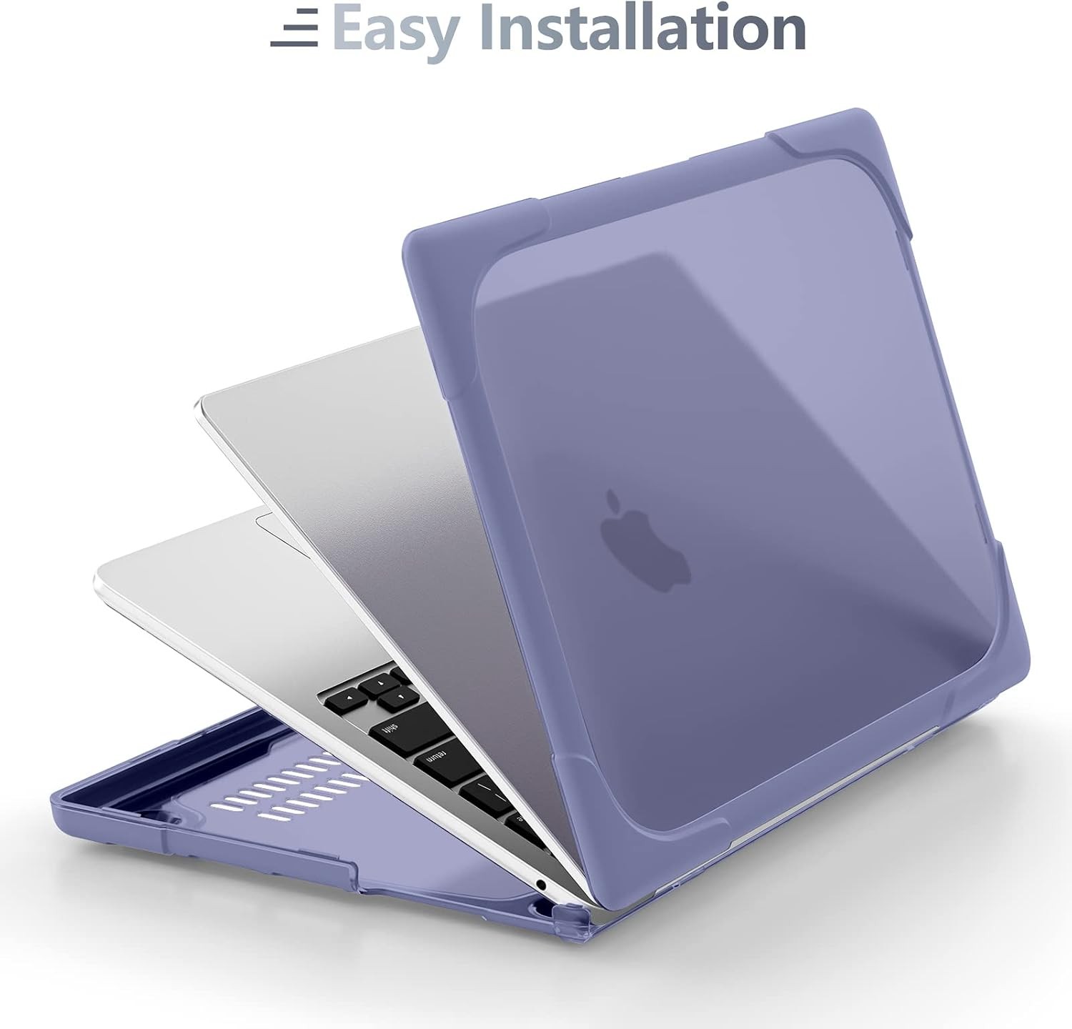FlexStand Heavy Duty Case for MacBook Air 13.6 inch, Lavender Grey, Foldable Kic