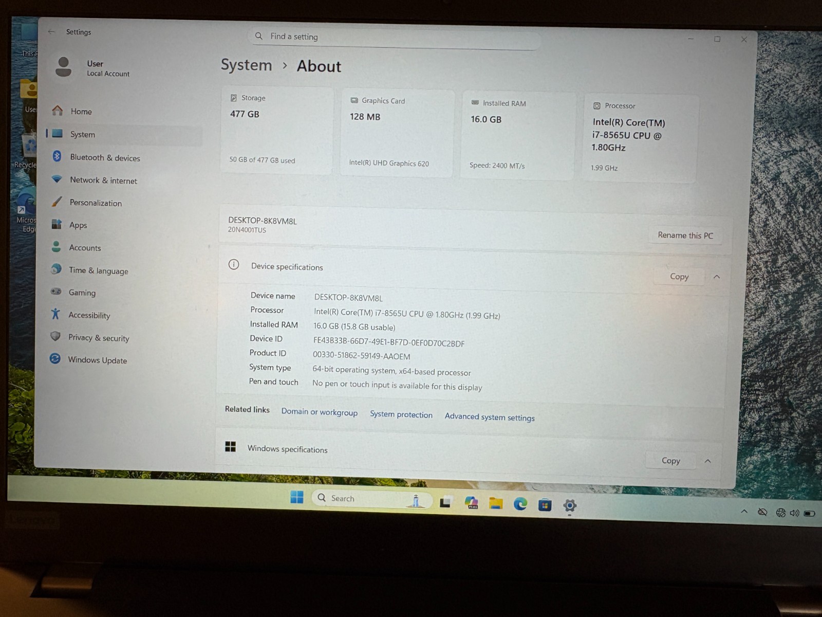 Lenovo ThinkPad T590 i7-8565U 16GB RAM 512GB SSD Windows 11 Pro 15.6″ Laptop