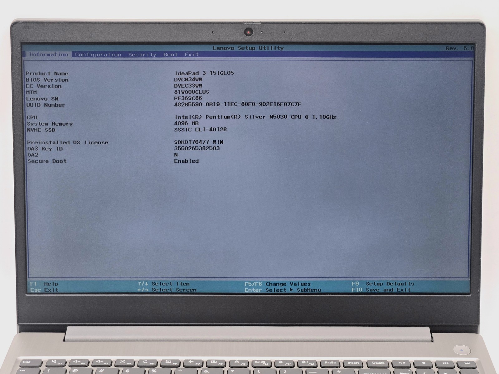 Lenovo IdeaPad 3 15IGL05 15″ FHD PENTIUM SILVER N5030 128GB SSD 4GB W11 Webcam