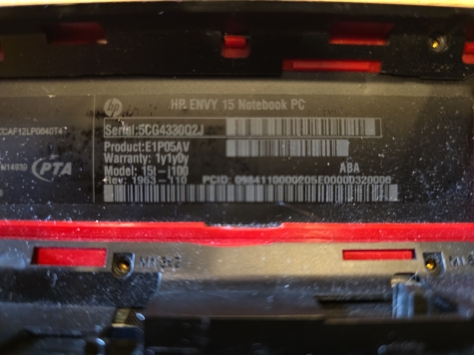 HP ENVY 15 LAPTOP E1P05AV PARTS ONLY, No Battery.