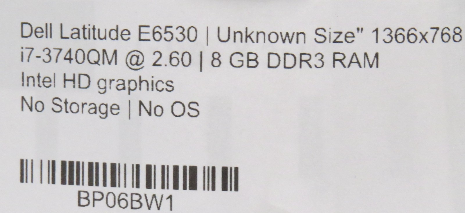 Dell Latitude E6530 | i7-3740QM @ 2.6GHz | 8GB DDR3 | 15.6″ | No HD/OSAC | Parts