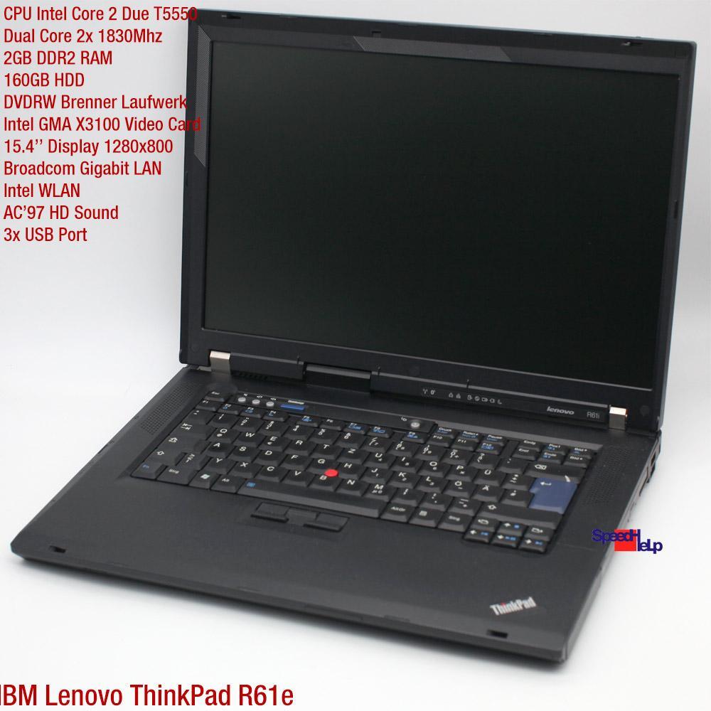 NOTEBOOK IBM LENOVO THINKPAD R61e DUAL CORE LAPTOP 160GB HDD 2GB RAM WINDOWS XP
