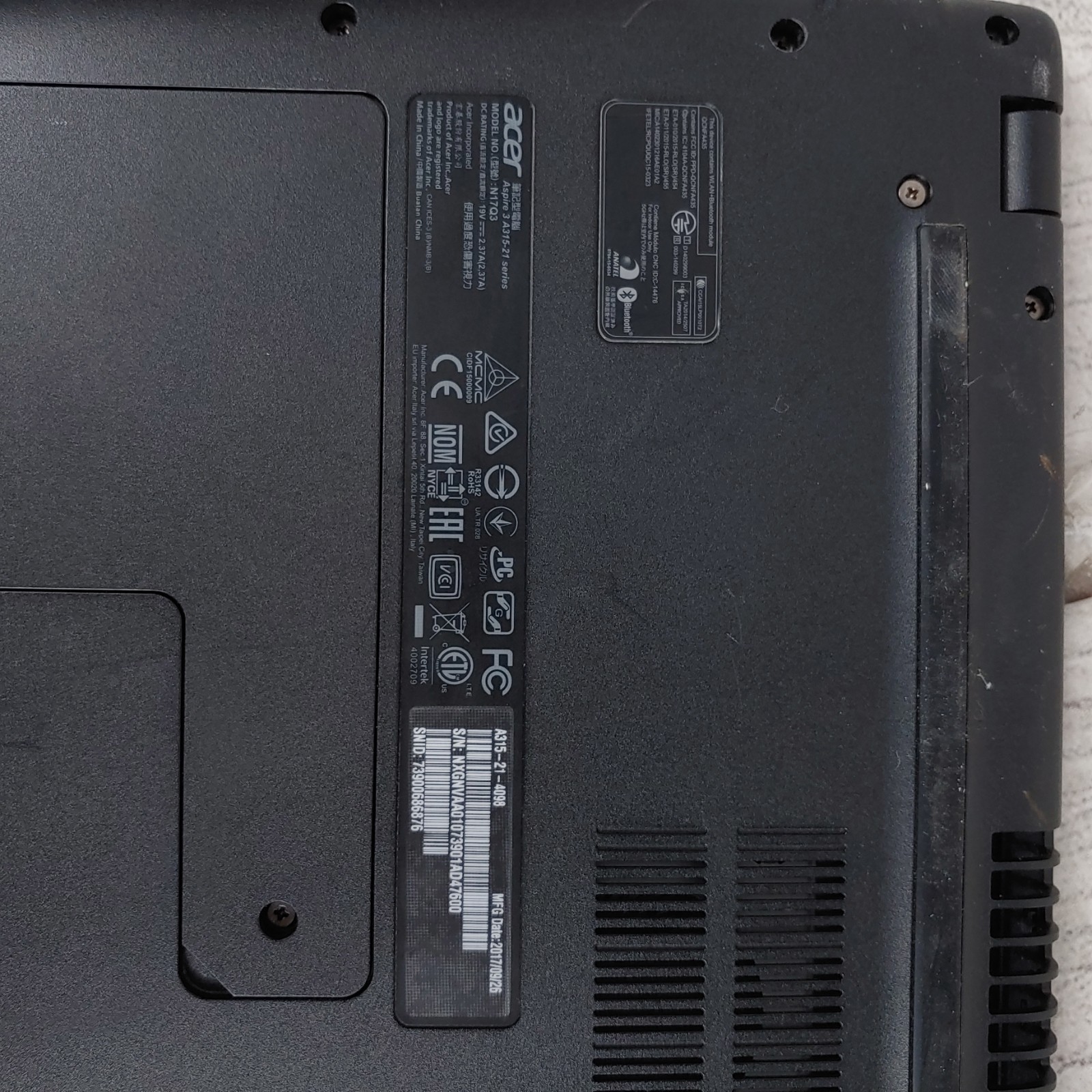Acer Aspire N17Q3 Laptop – AMD A9-9120 @ 2.2 GHz, 8GB RAM, 1TB HDD 15.6″ A315-21