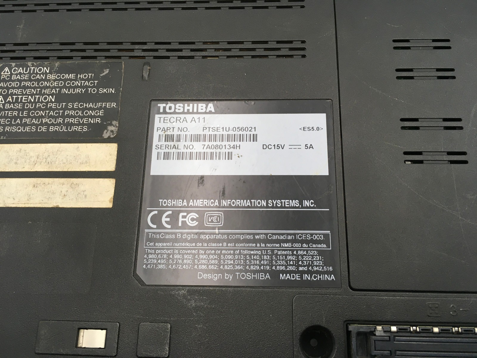 TOSHIBA TECRA A11 – BOOTS TO BIOS/BAD LCD – INTEL I5 M520 – 4GB RAM – READ – BB!
