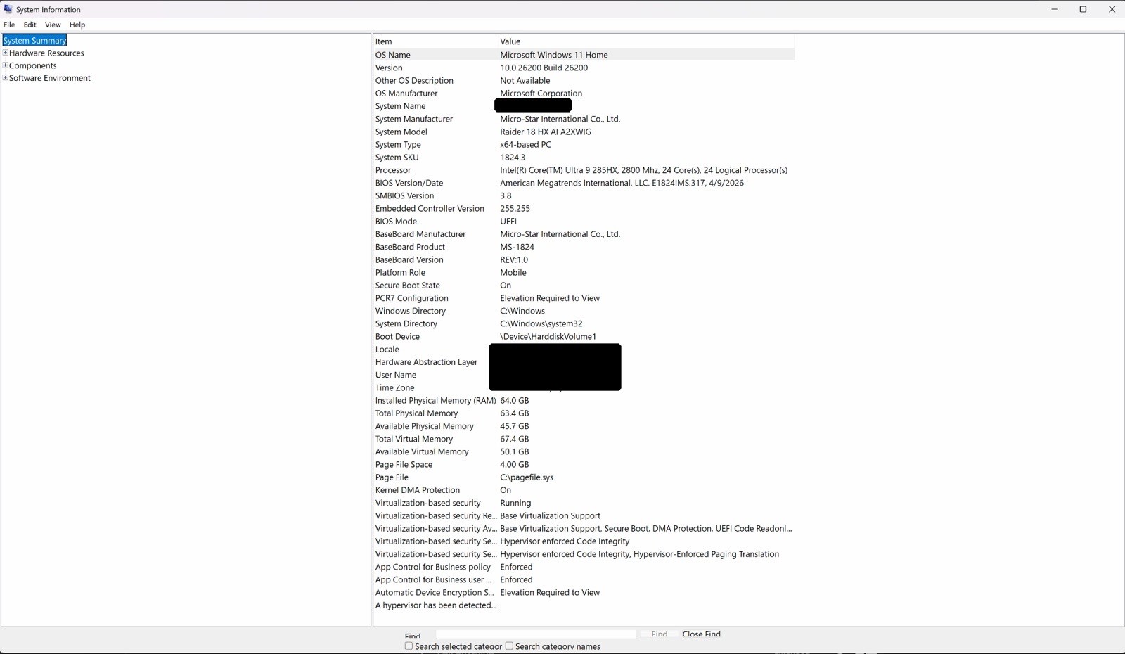 MSI Raider 18 HX AI A2XWIG Intel Core Ultra 9 RTX 5080 64GB 2TB SSD 18″