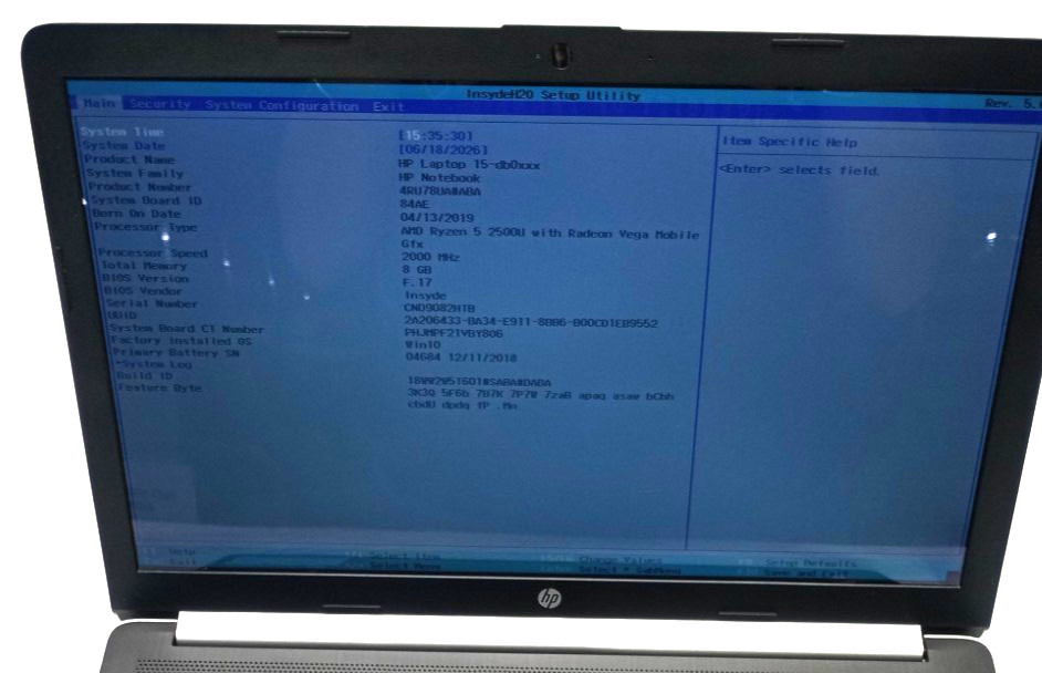HP Laptop 15-db0xxx TOUCH AMD Ryzen 2500u@2.00 8GB/256GB NVMe Win11Home MC545*!
