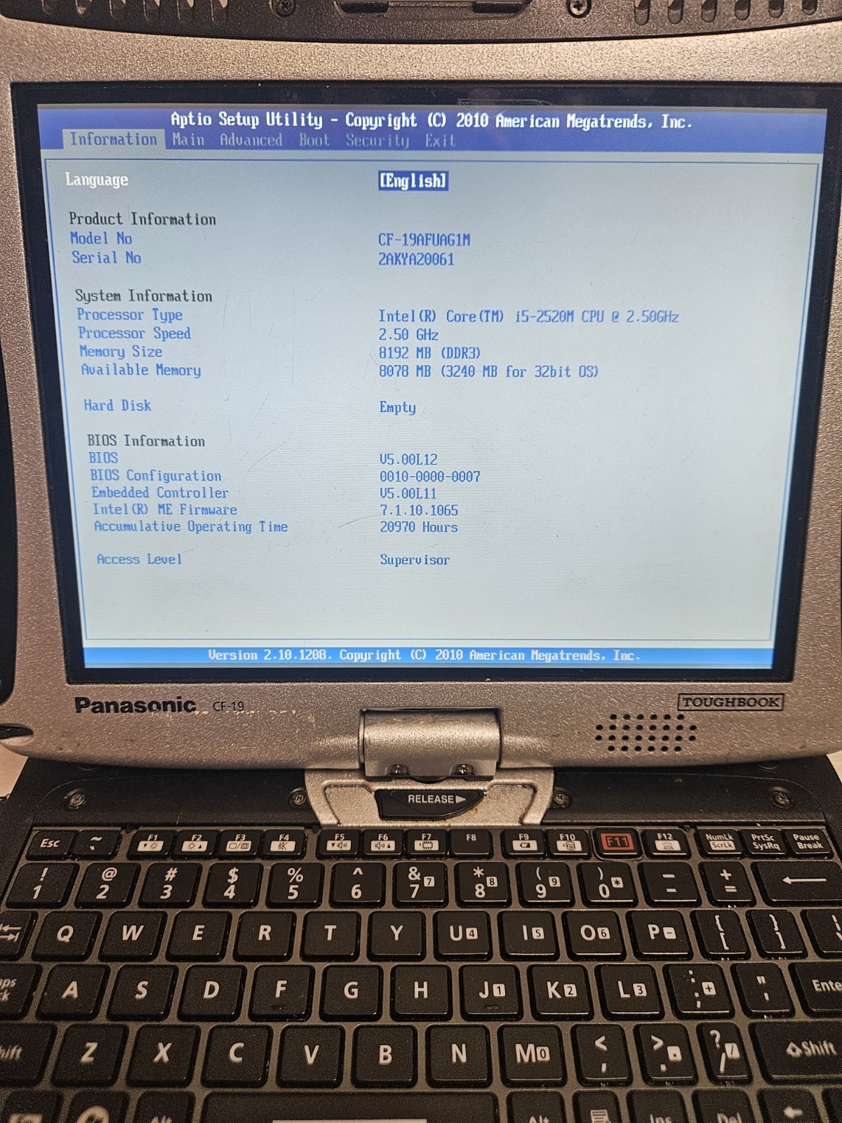 Lot Of 3 Panasonic Toughbook CF-19 MK5 i5-2520M 8GB TOUCH SCREEN NO SSD-NO OS