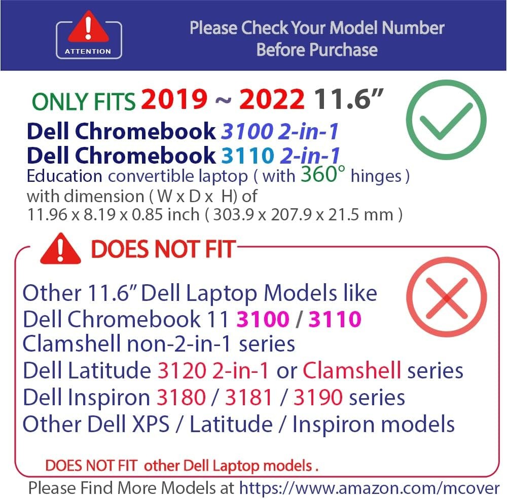 Case for 2019~2022 11.6″ Dell Chromebook 3100/3110 2-in-1 Education Series Lapto
