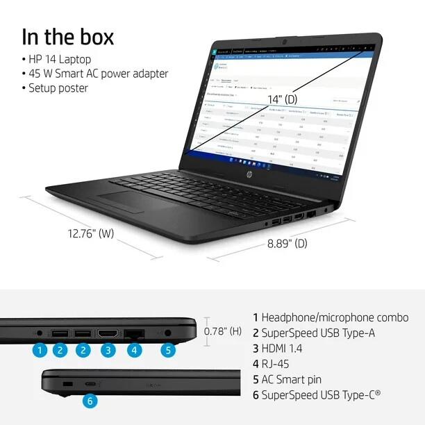 HP Stream 14-CF2121WM 14″ 64GB N4120 Laptop Notebook NEW