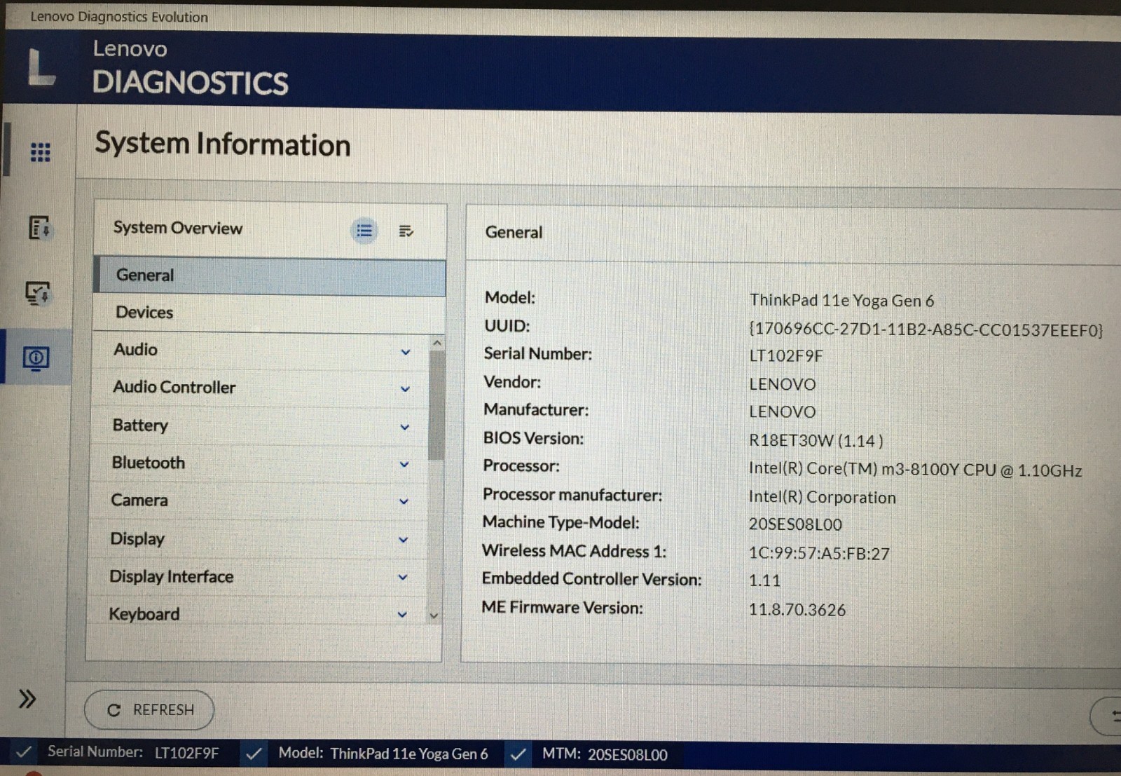 Lenovo ThinkPad 11e Yoga Gen-6 Touchscreen M3-8100Y 1.1GHz 8GB 256 GB SSD Win11