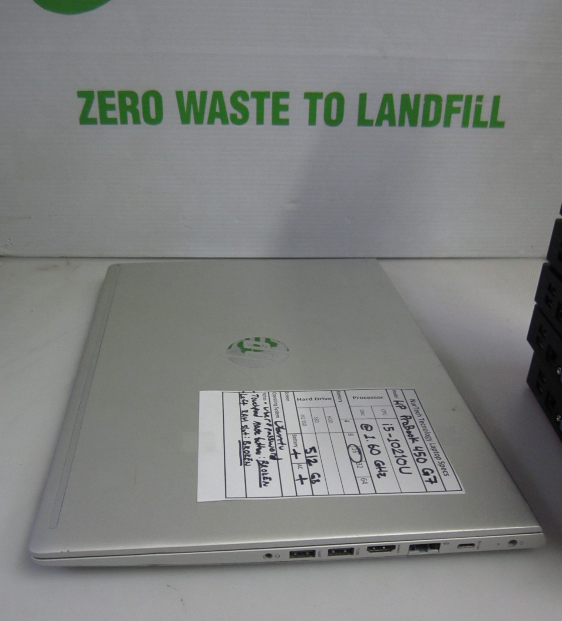HP ProBook 450 G7 i5-10210U 1.6GHz 16GB 512GB M2SSD UBUNTU Laptop + AC READ