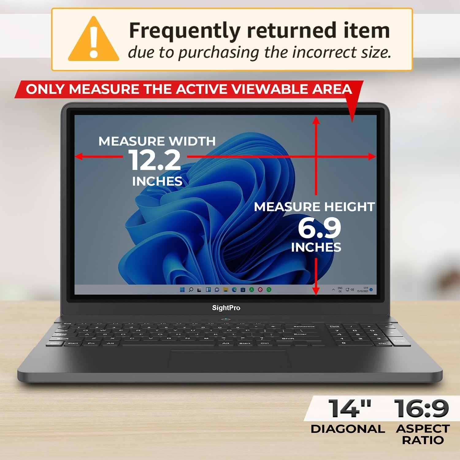 14 Inch 16:9 Laptop Privacy Screen Filter – Anti-Glare Protector and Privacy Shi