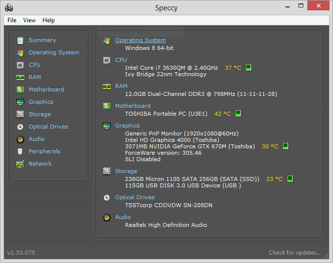 Toshiba Qosmio X875-Q7190 i7-3630QM GeForce GTX 670M 256GB SSD 12GB RAM Win 8