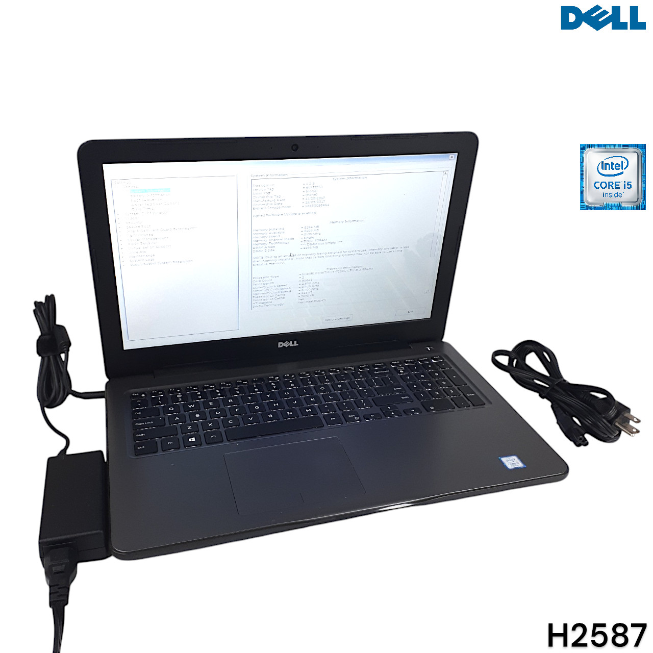 Dell Inspirion 5567 15.6″ Laptop i5-7200U 8GB RAM No HDD Boots/Bios No OS H2587