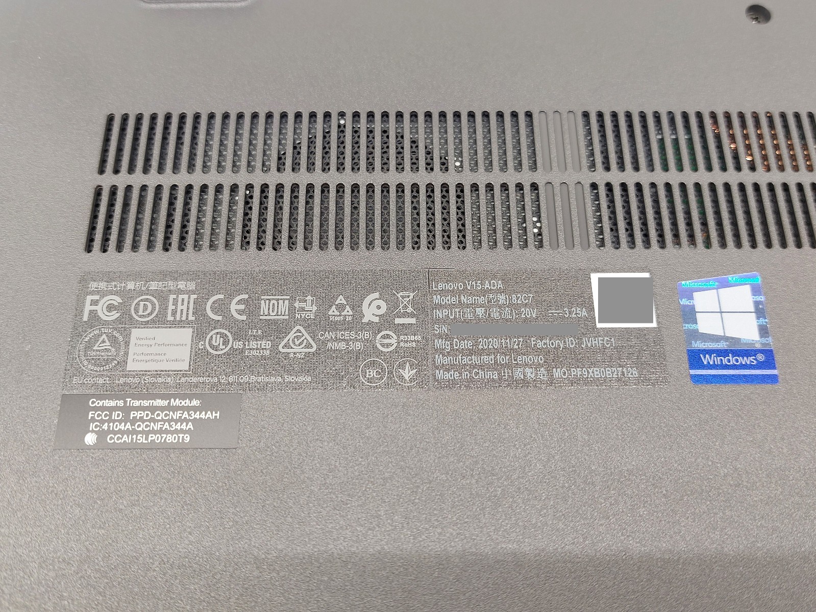 Lenovo 82C7 V15-ADA 15.6″ FHD TN AMD A3150U 2.4 GHz 8GB RAM 256GB SSD Win10 Pro
