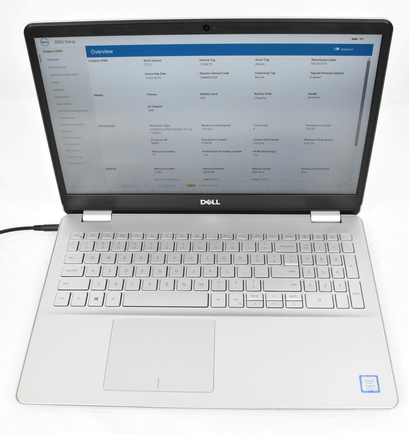 Dell Inspiron 5584 Laptop i5-8265U 1.6GHz 16GB 256GB SSD No OS 15.6″
