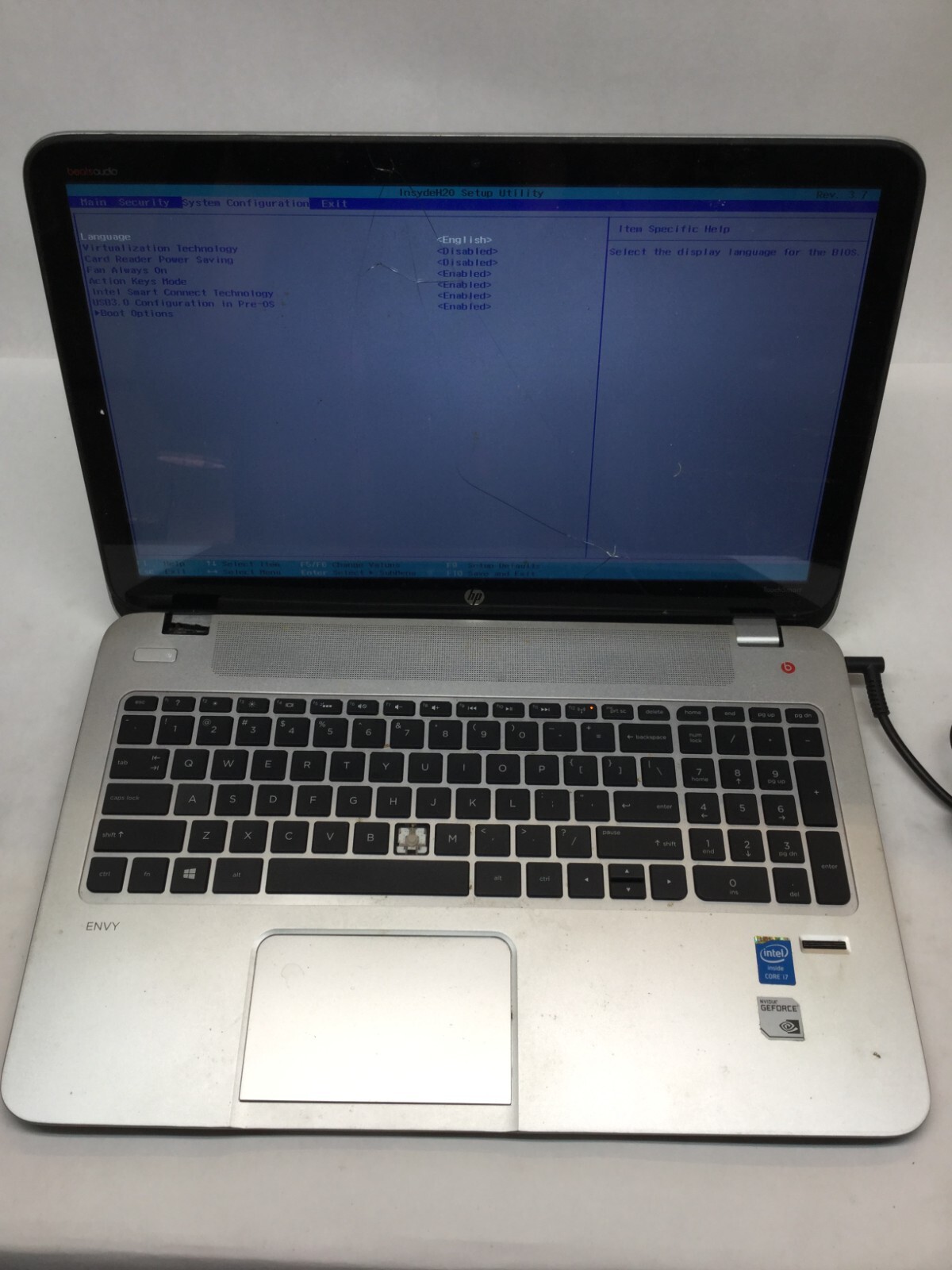 HP ENVY TS 15″ Laptop Intel Core i7 4th Gen. -CRACKED DISPLAY/BROKEN HINGE-MZ