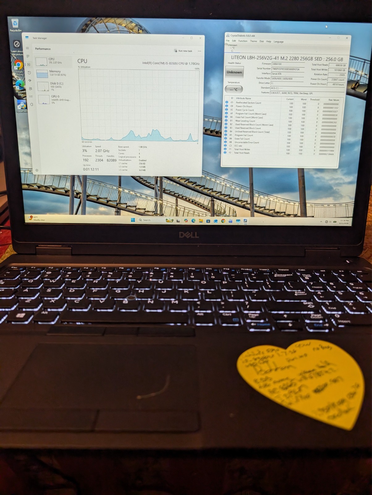 Dell Latitude 5590 Intel i5-8350U 8GB RAM 256 GB NVMe, Wi-Fi 5/BT 4.2 Win 11 Pro