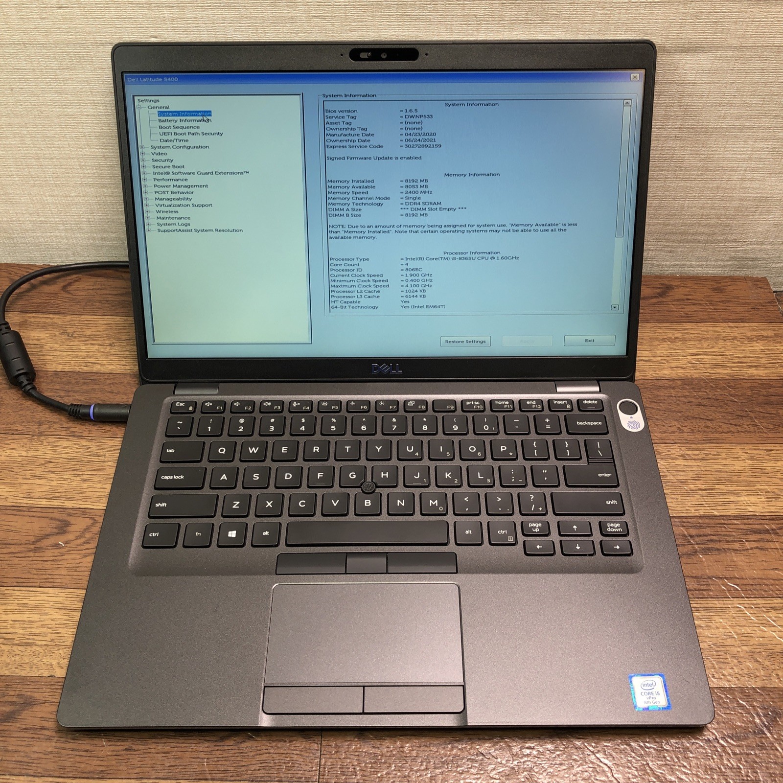 Dell Latitude 5400 14” Core i5-8365U 1.60GHz 256GB SSD 8GB RAM DDR4
