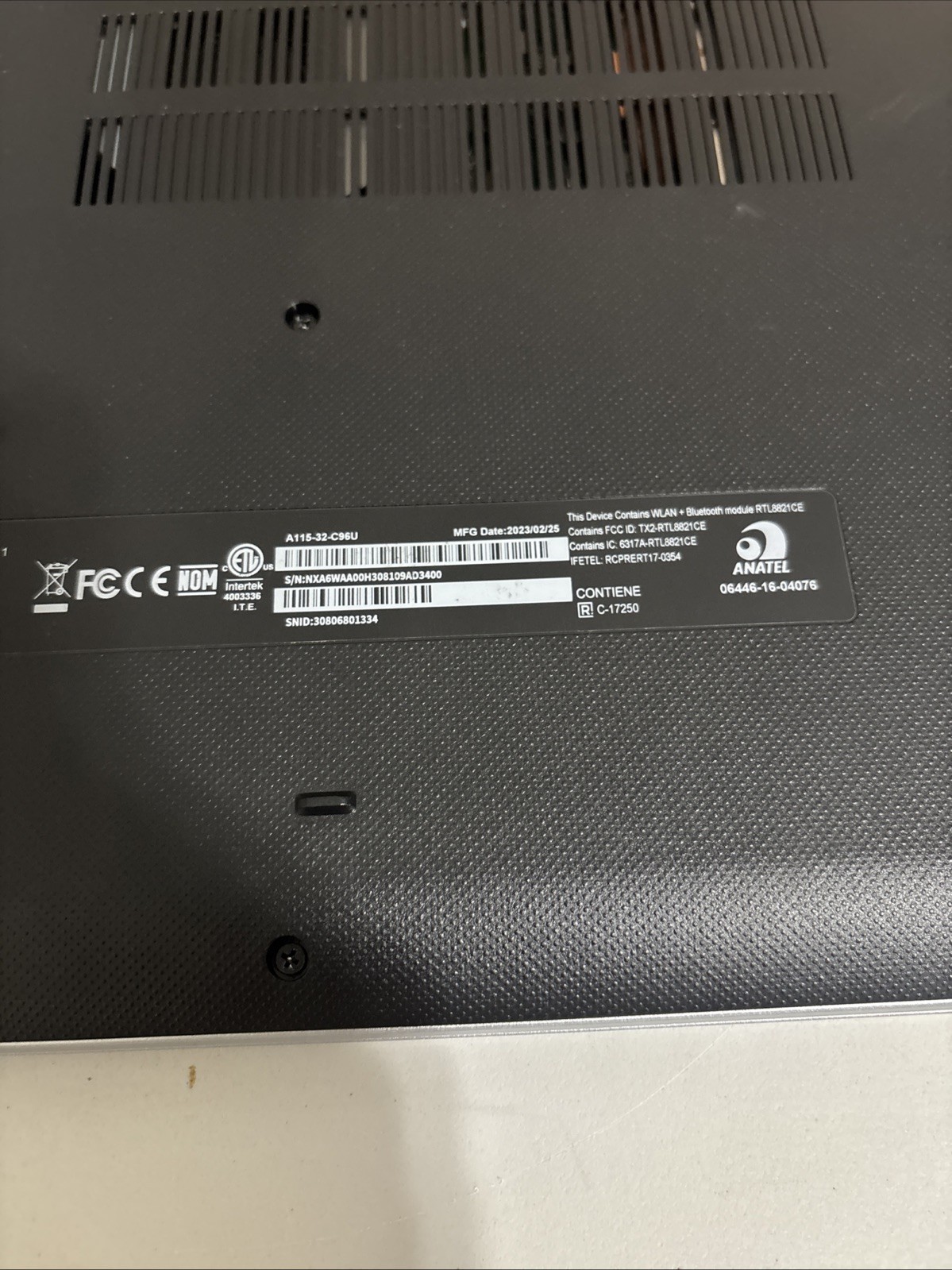 Acer Aspire 1 A115-32-C96U 15.6′ FHD Celeron N4500 128GB eMMC Slim Laptop AS IS