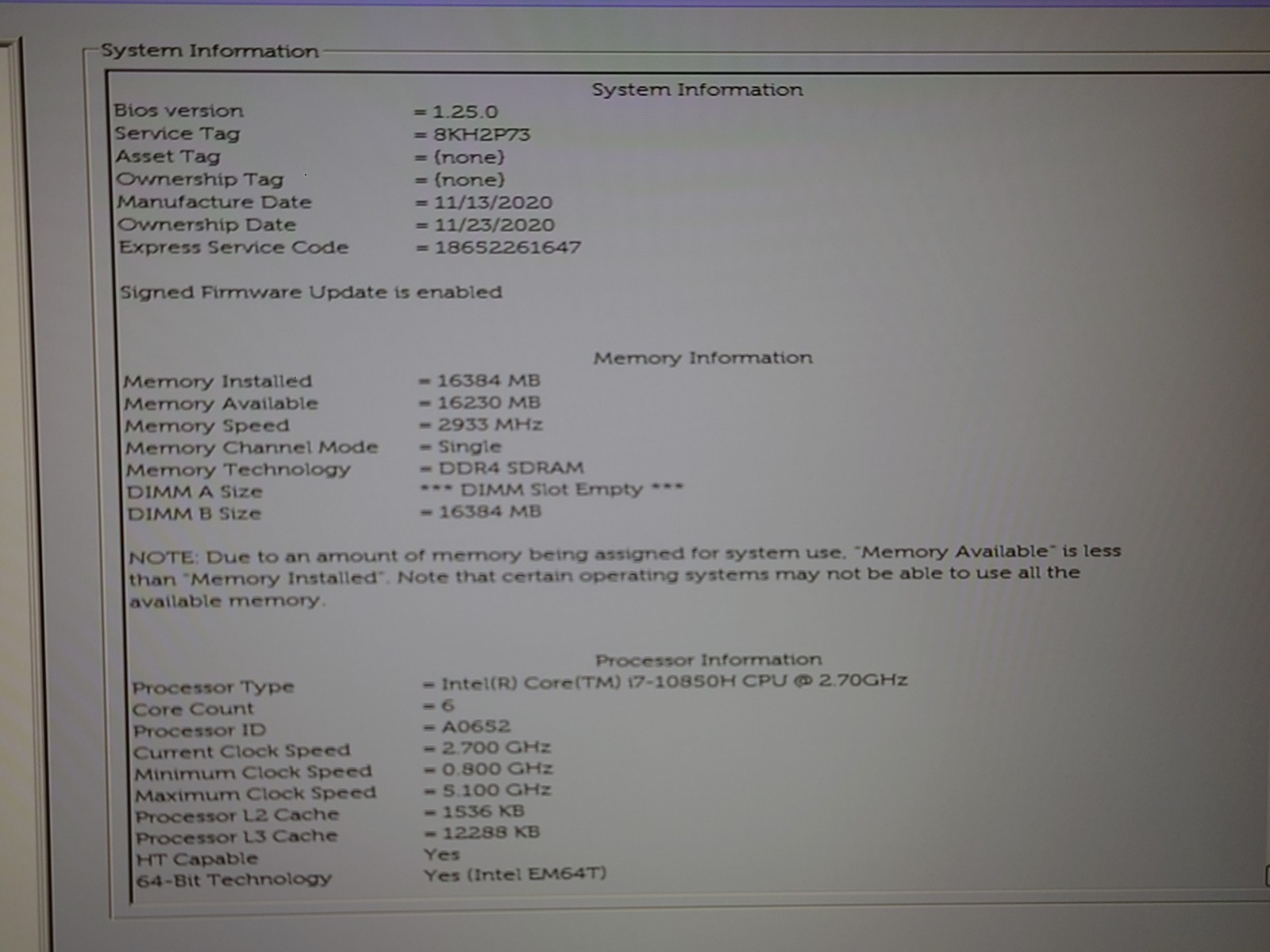 Dell Precision 3551 15.6″ FHD i7-10850H 16GB RAM No OS/SSD