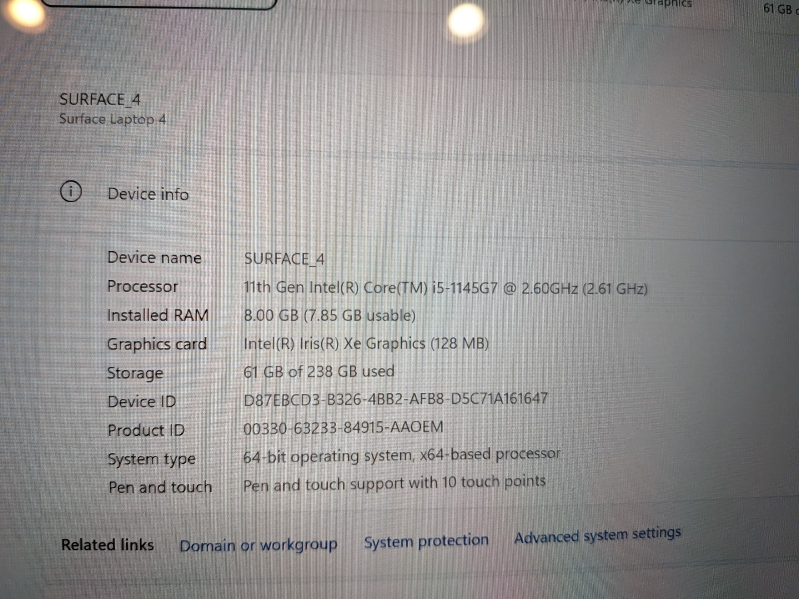 Microsoft Surface Laptop 4 Model 1951 13.5 8GB 256GB SSD