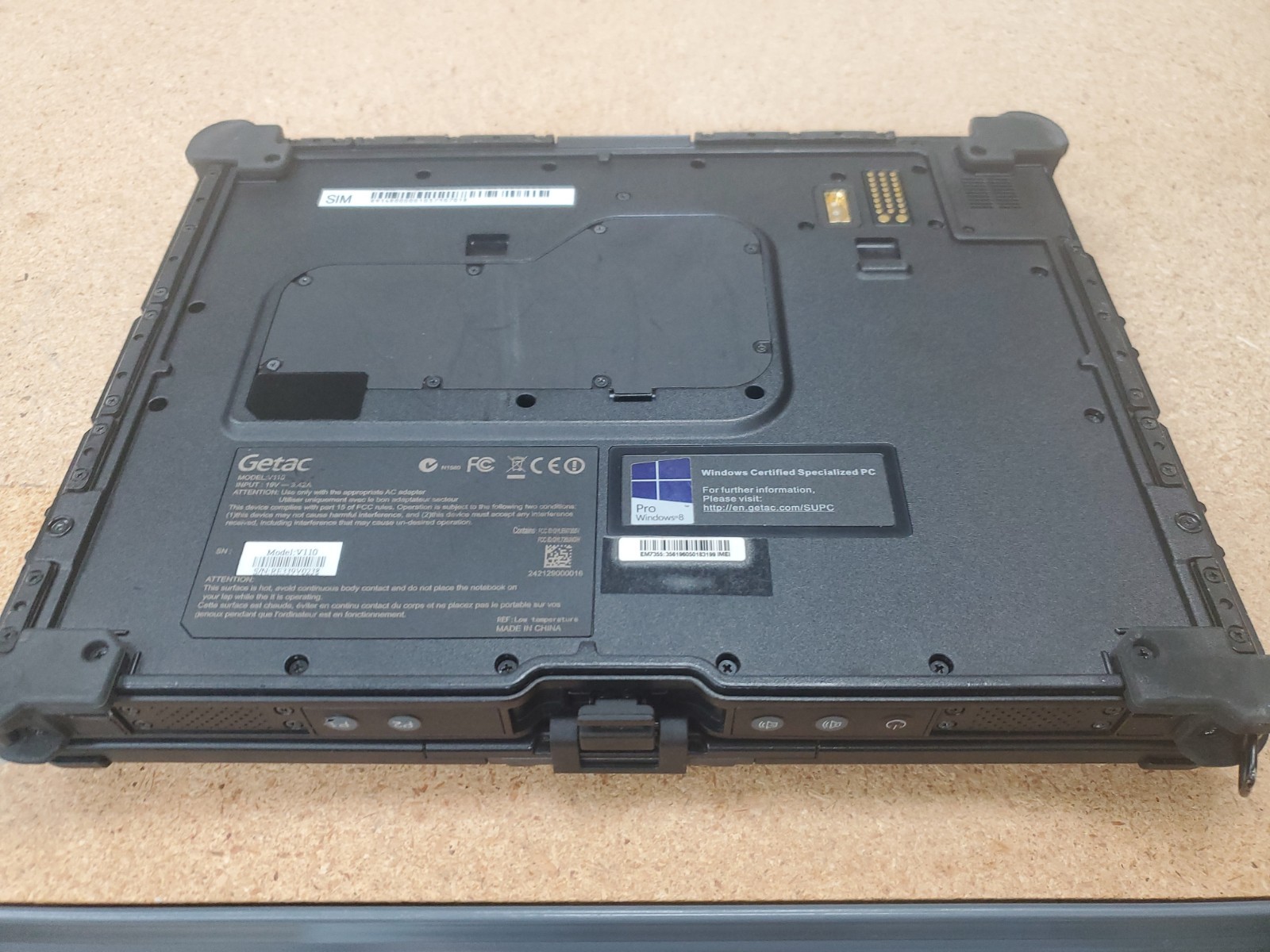 GETAC V110 Laptop Tablet Touch Screen i5-4300U 1.90GHz 8gB No HDD 9650hrs