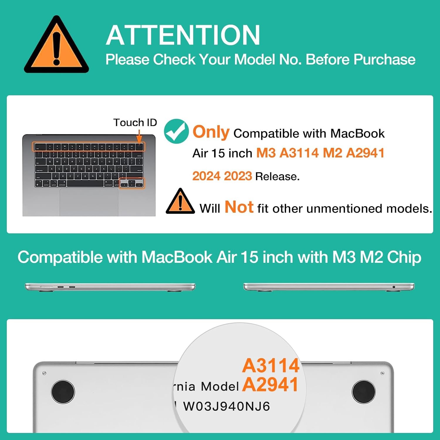 MacBook Air 15 inch Case M5 2026 M4 2025 M3 M2 2024 2023 A3448 A3241 A3114 A2941