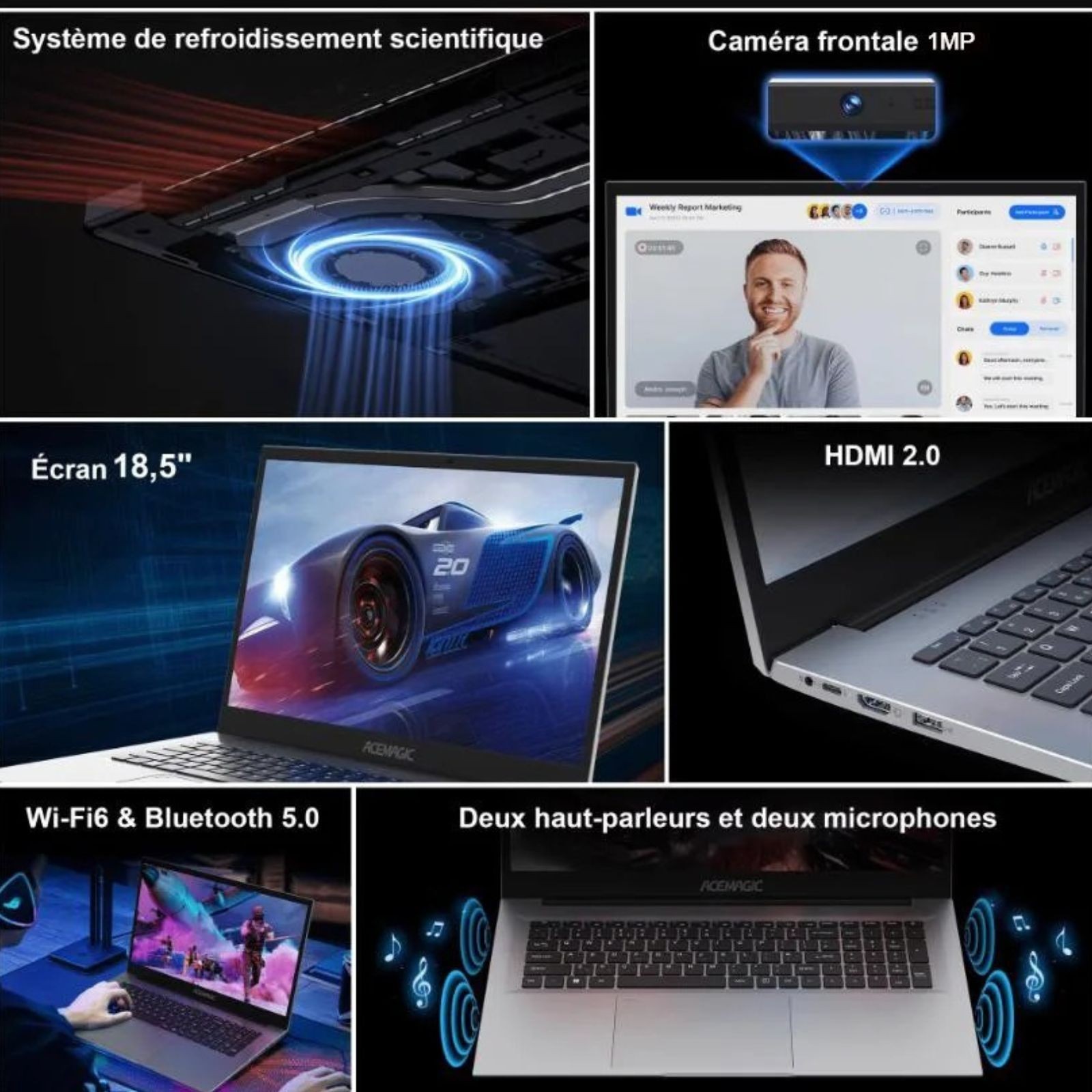 18.5 Inch Laptop Intel N150 16GB Ram 512GB SSD Windows 11 Pro FHD Business PC