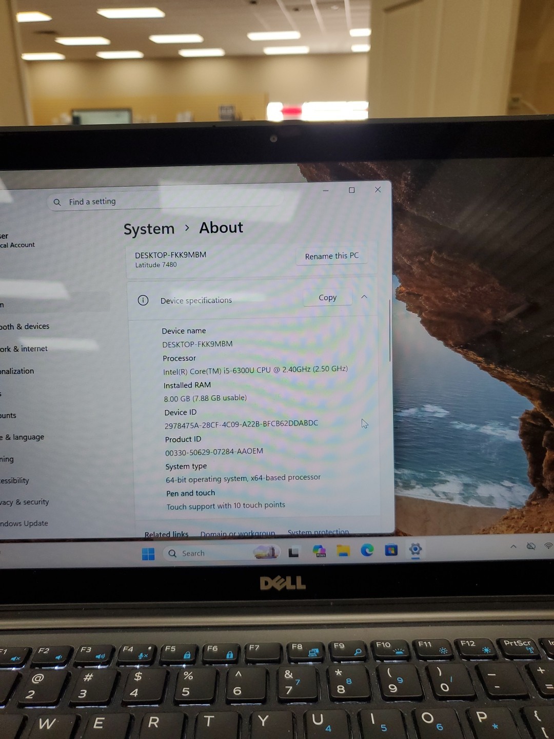 Dell Latitude 7480 14” i5-6300U 2.4GH 8GB DDR4 256GB SSD Win 11 042926-1