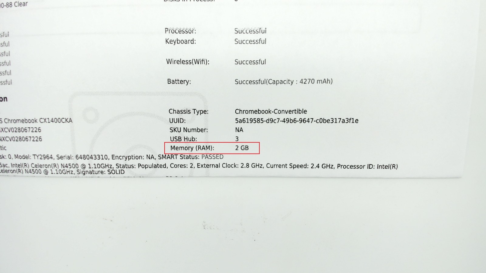 Asus Chromebook CX1 14″ Intel Celeron N4500 4GB 64GB CX1400CKA-DB44 PC1701551