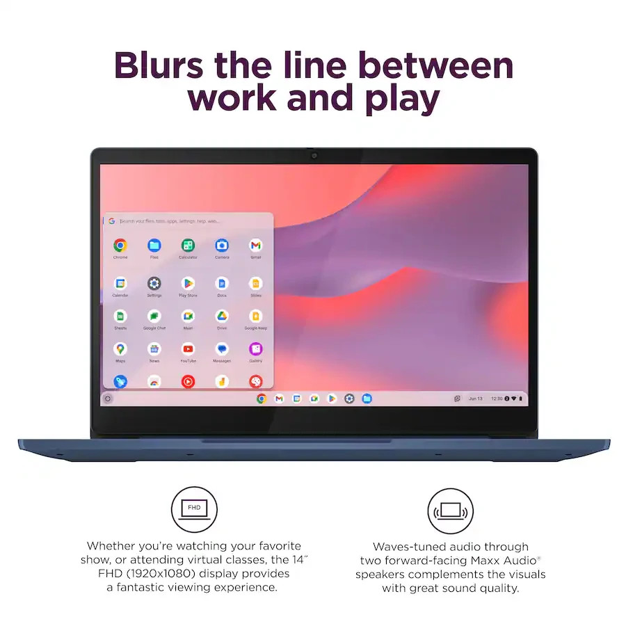 New Lenovo 14″ Chromebook MediaTek Kompanio 520 4GB Memory 64GB eMMC