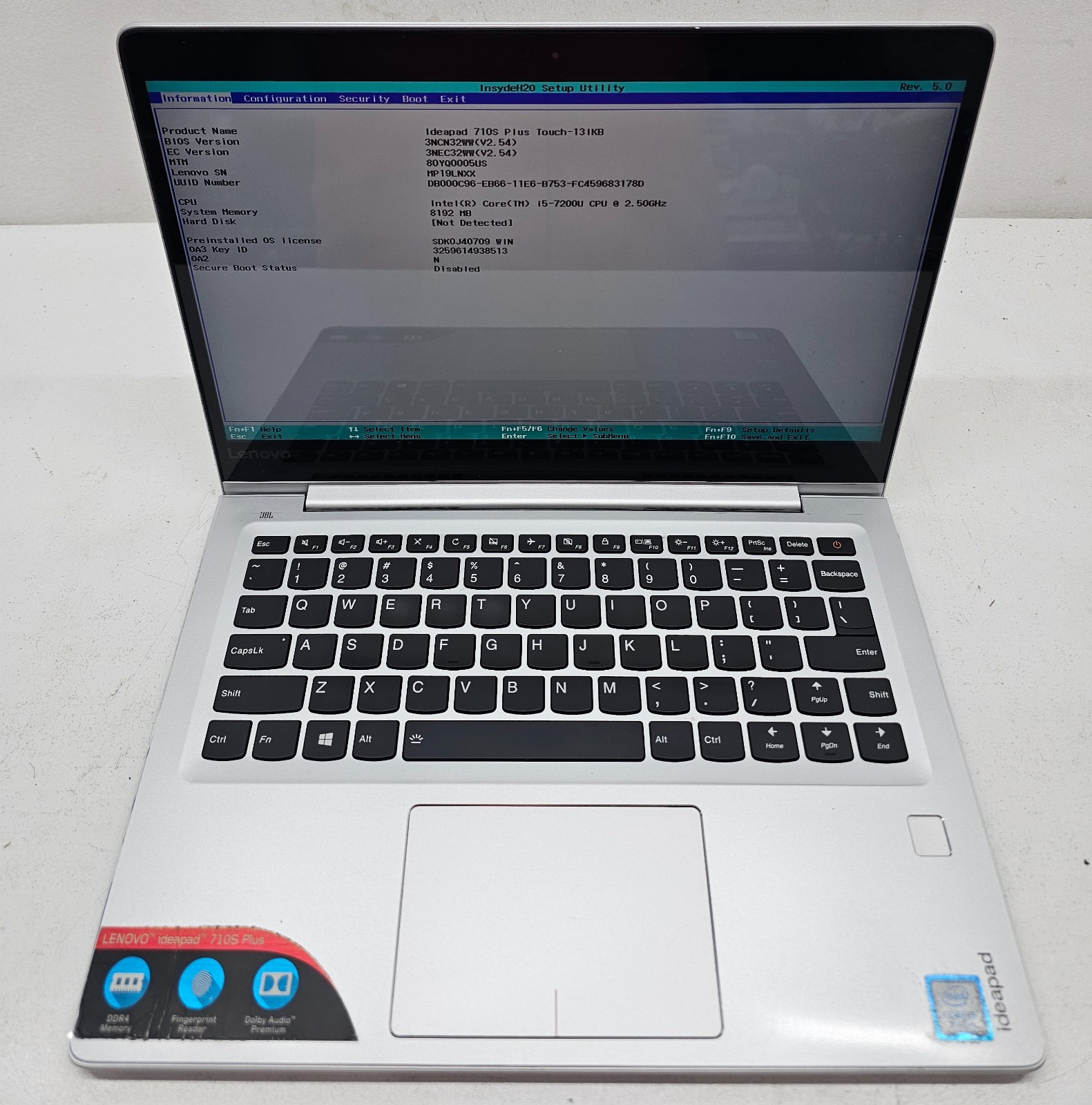 Lenovo IdeaPad 710S Plus Touch-13IKB Laptop Intel i5-7200U 8GB Ram NO HD/OS (FL)