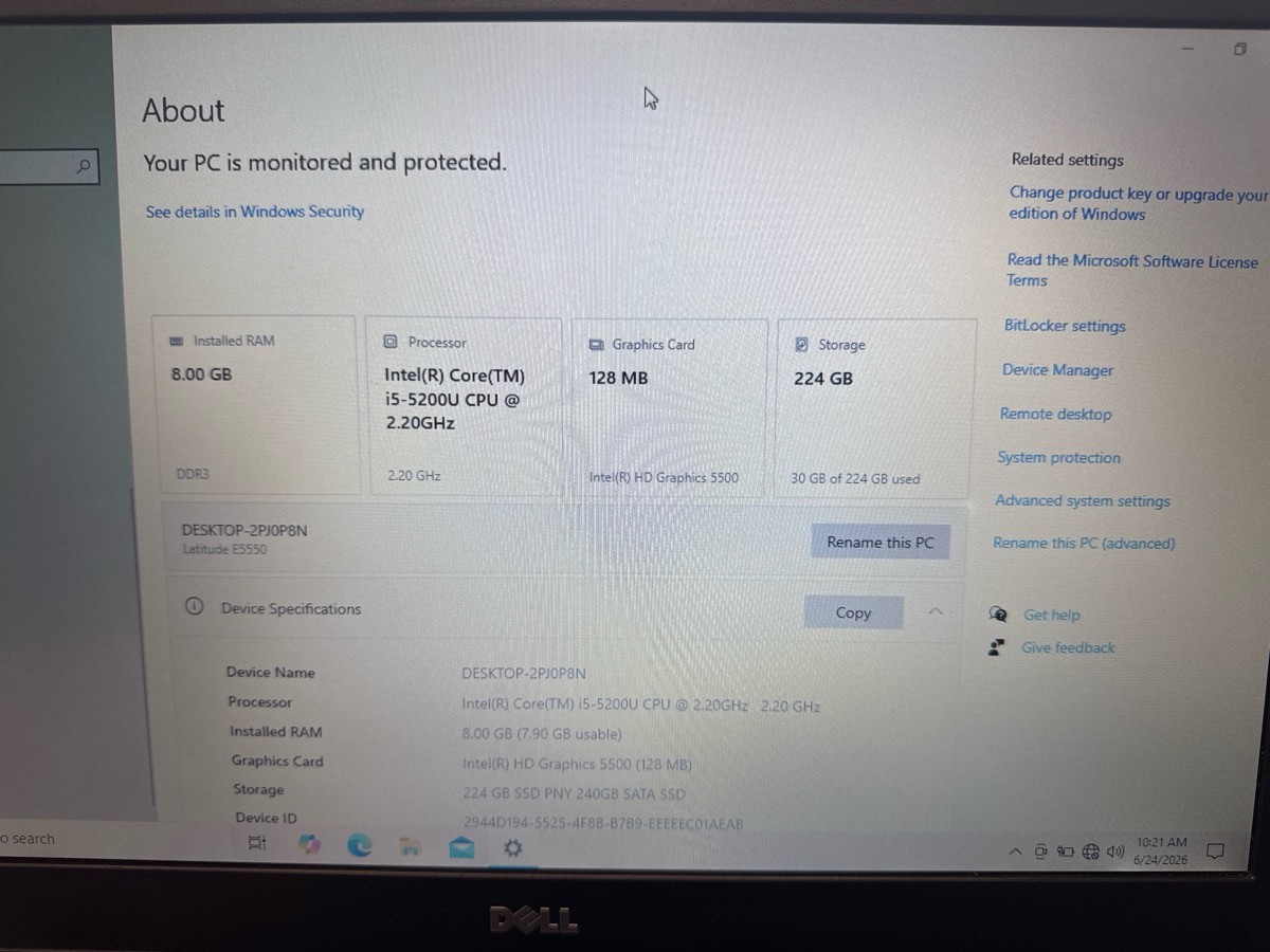 DELL COMPUTER INSPIRON 15W10 8GBR 224GB HD W/CHARGER (P05025353)