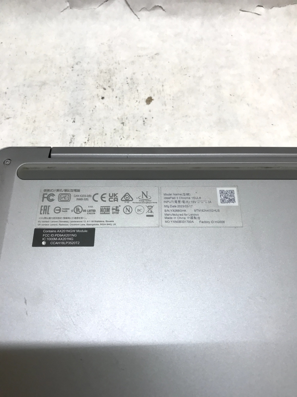 Lenovo IdeaPad 3 15IJL6 15.6″ Intel Celeron N4500 4GB Ram 64GB eMMC Chrome OS DW