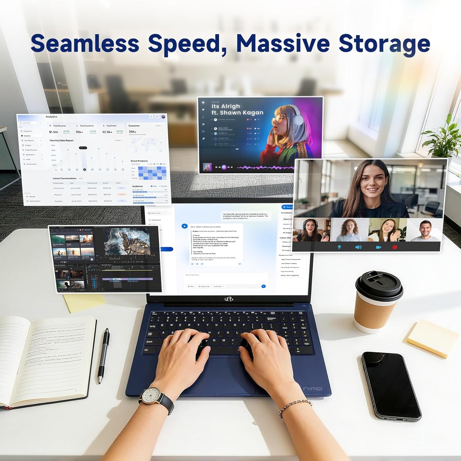 NIMO 15.6″ IPS FHD Student Laptop Intel Twin Lake N150 16GB RAM 512GB SSD