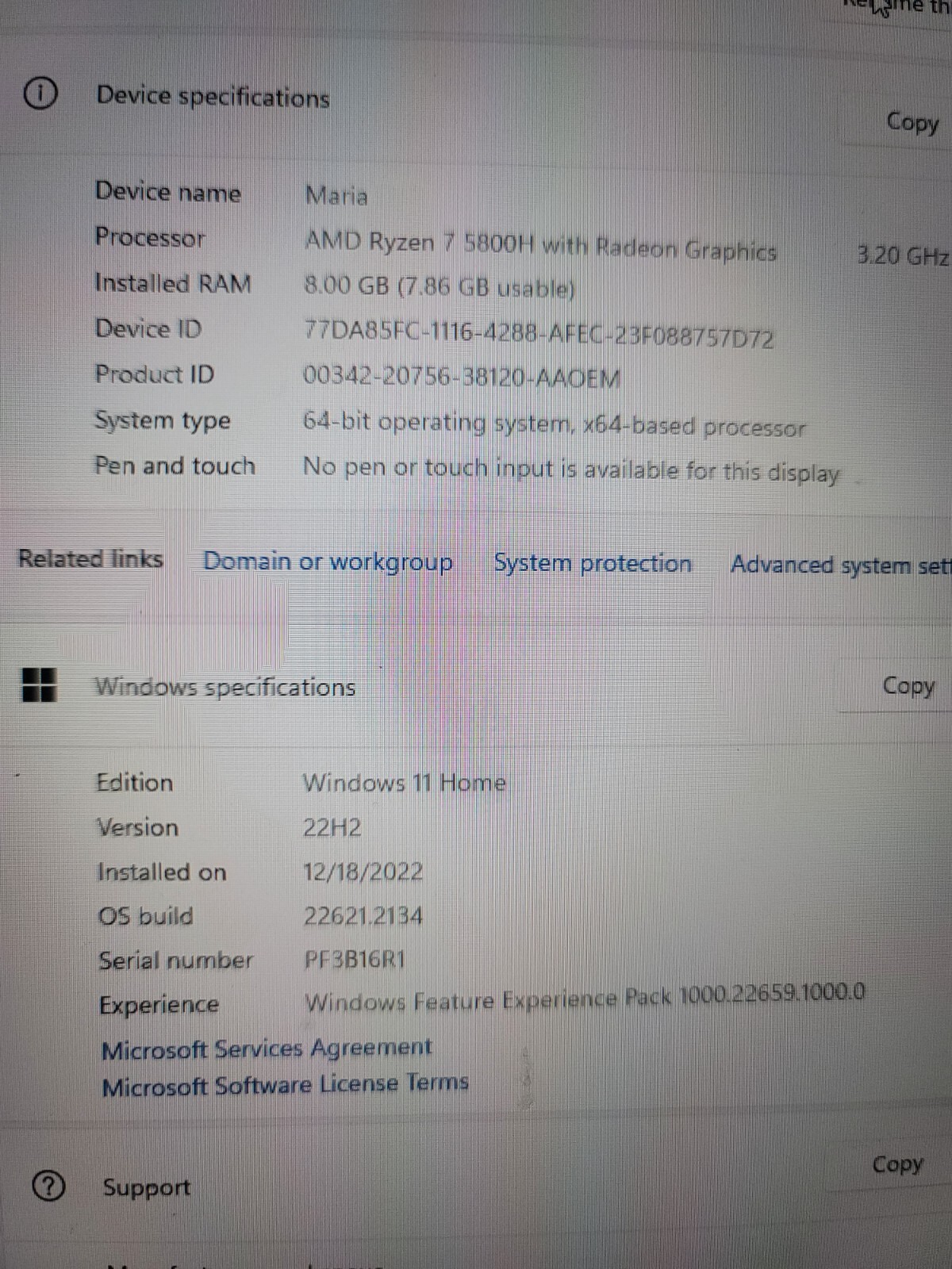 Lenovo Legion 5 17ACH6H 17.3″ Laptop AMD Ryzen 7 5800H 8GB